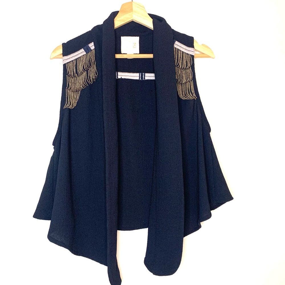 Line & Dot  Vests Dark Blue Embroidered Size L